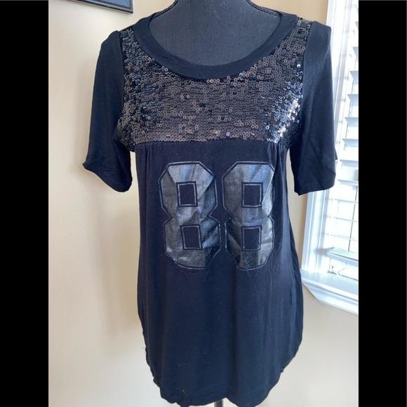Tops - Team 88 Black T-shirt with Sequin Chest